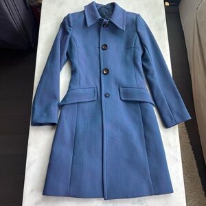 Iridescent Blue Violet Wool Coat XS Structured Tailored Runway Inspired Jacket